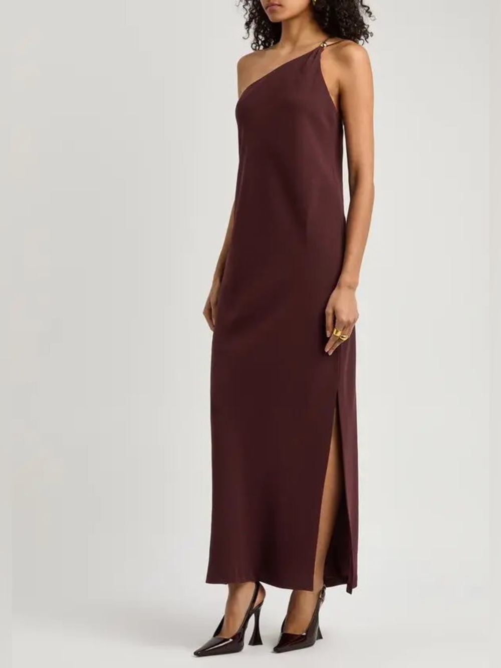 Vince One-shoulder Crepe Maxi Dress Burgundy